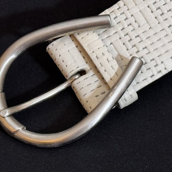 Vintage Carlisle Cream Woven-Embossed Leather Belt 34-38" Waist - Picture 3 of 6